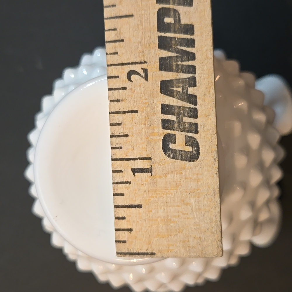 VTG Fenton White Hobnail Milk Glass Round Vase With Crimped Ruffled Edges 4 1/4" - Picture 7 of 9